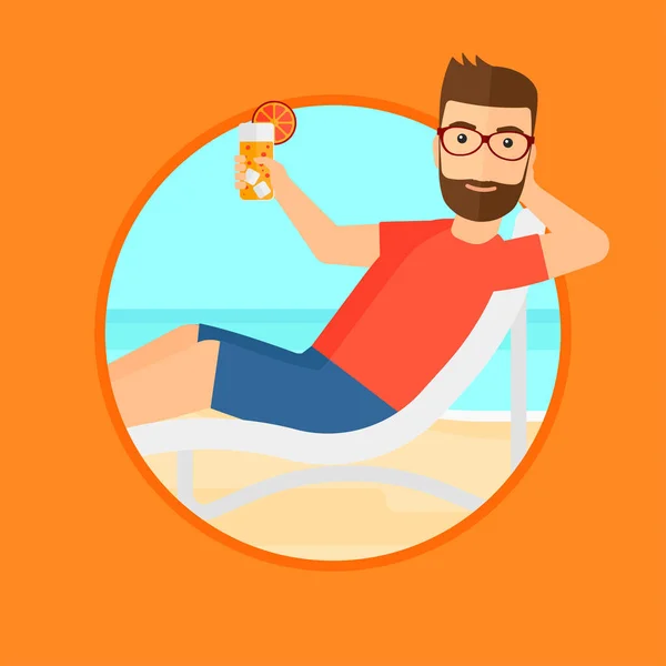 Mann entspannt sich im Strandkorb. — Stockvektor