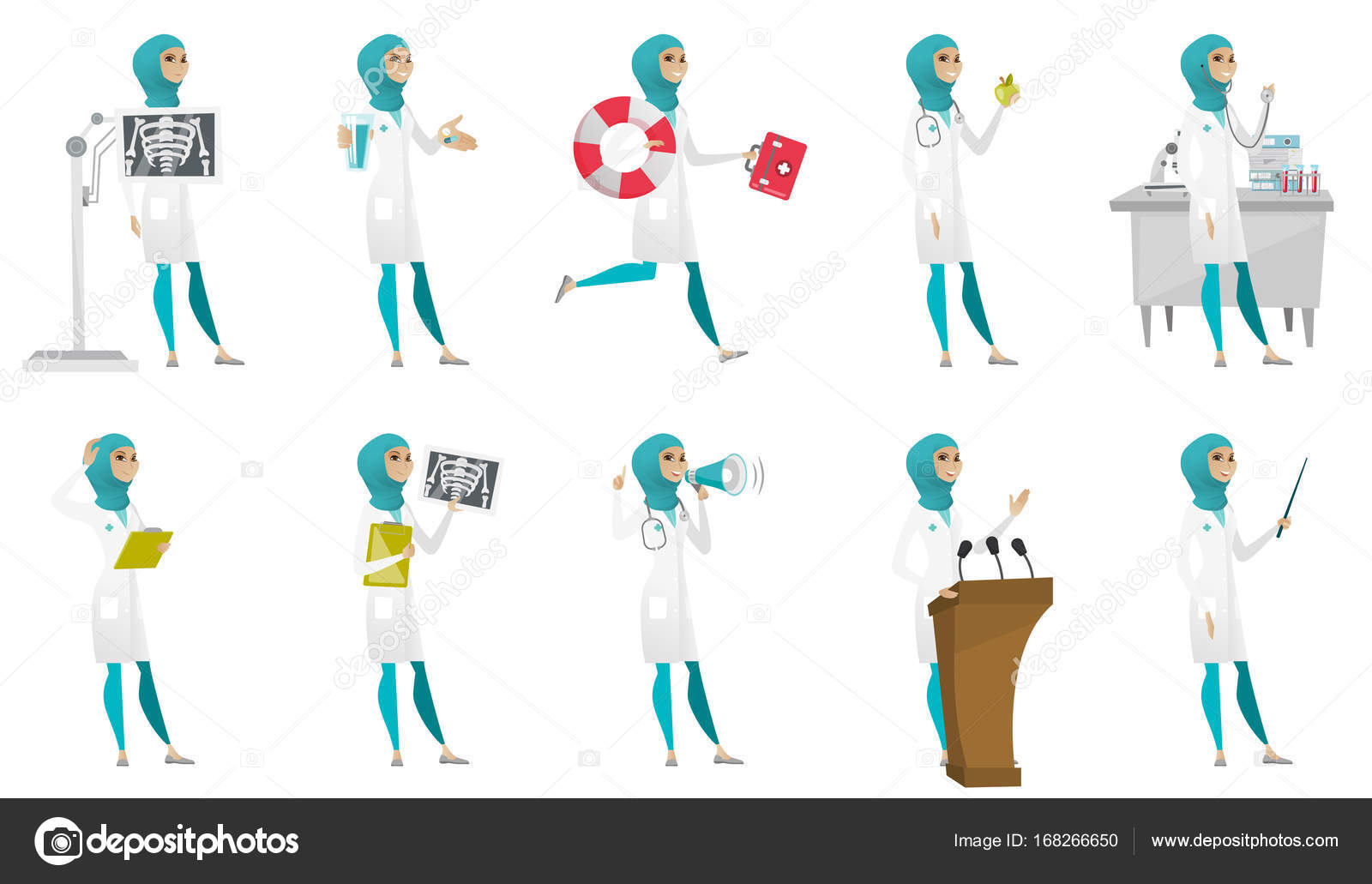 Muslim doctor vector illustrations set. Stock Vector Image by ©VisualGeneration #168266650 Muslim doctor vector illustrations set. Stock Vector Image by ©VisualGeneration #168266650