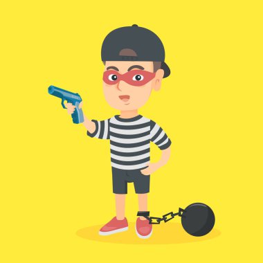 Beyaz ceza çocuk elinde bir silah.