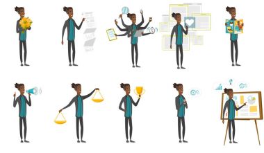 Afrika işadamı vektör çizimler set.