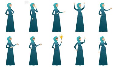 Müslüman hamile kadın vektör çizimler ayarla.