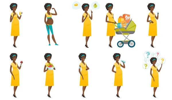 Conjunto vectorial de ilustraciones con mujeres embarazadas . — Vector de stock