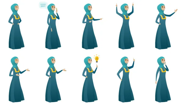 Ilustrasi vektor wanita bisnis Muslim ditetapkan . - Stok Vektor