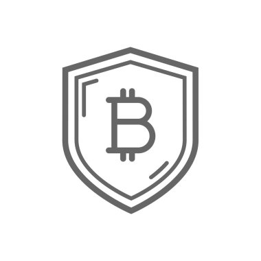 Bitcoin güven sembolü kalkan satırı simgesi.