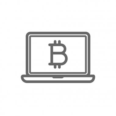 Soğuk hava deposu Bitcoin cryptocurrency flash sürücü anahtar satırı simgesi.