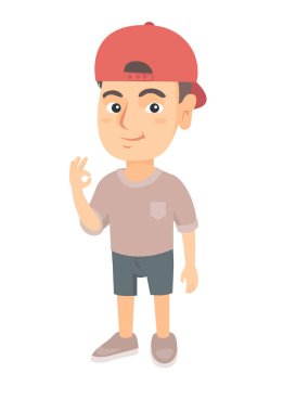 Ok işaret gösteren beyaz küçük çocuk.
