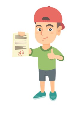 En yüksek işareti ile bir levha holding öğrenci.