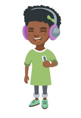 Afrikalı kız kulaklık müzik dinlemek.