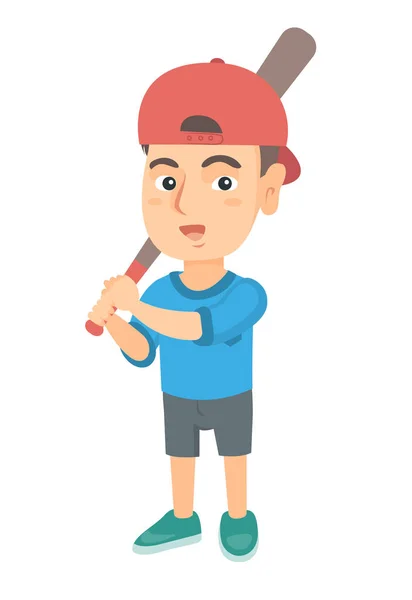Giovane ragazzo caucasico che gioca a baseball . — Vettoriale Stock