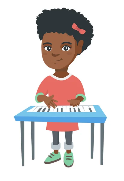 흑인 소녀는 피아노 연주. — 스톡 벡터