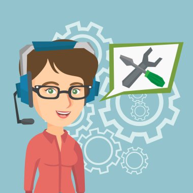 Genç Beyaz teknik destek operatörü.