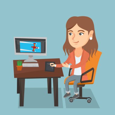 Beyaz Tasarımcısı kullanarak dijital grafik tablet.