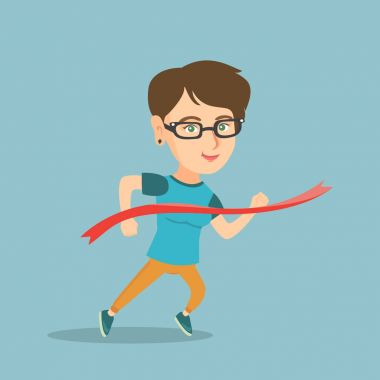 Genç Beyaz sporcumuz geçiş bitiş çizgisine.