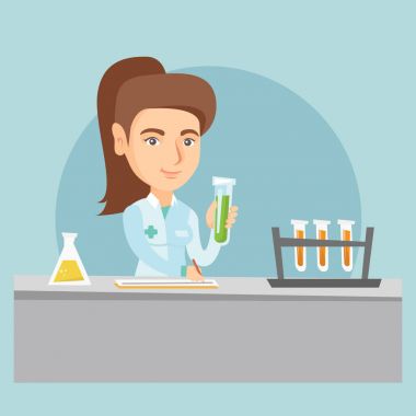 Genç Beyaz laboratuar asistanı iş.