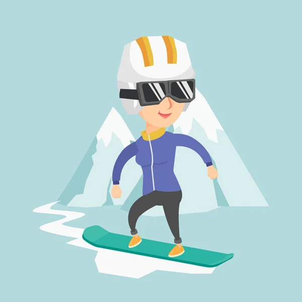 Junge kaukasische Snowboarderin. — Stockvektor