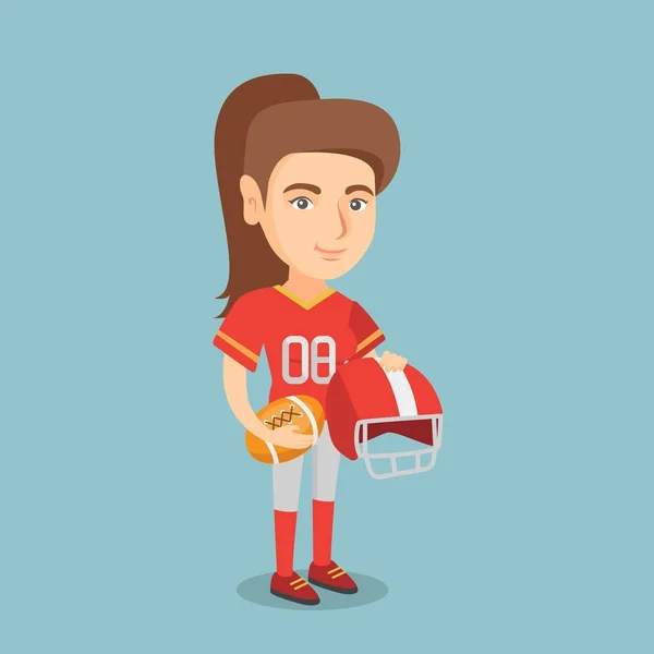 Jeune joueur de rugby féminin caucasien . — Image vectorielle