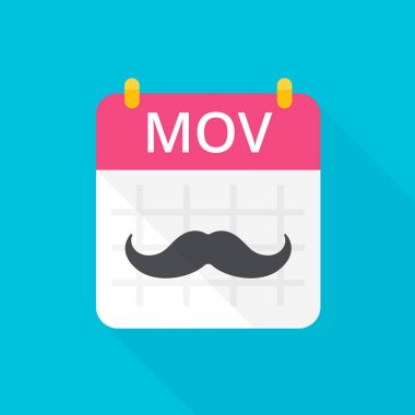 November Movember calendar with vintage curly moustache. clipart