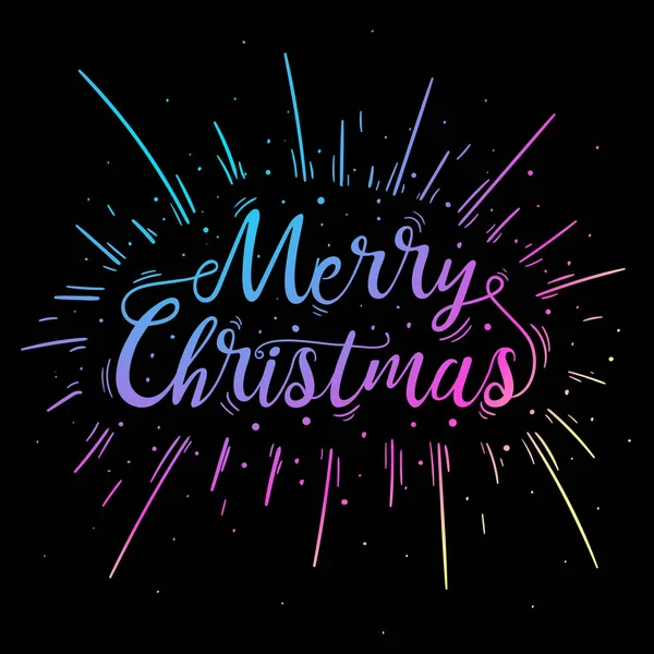 Hand lettered multicolored Merry Christmas text. — Stock Vector