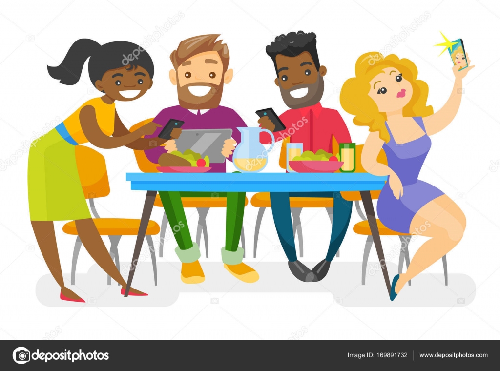 Download Jóvenes amigos multiétnicos salir juntos — Vector de stock ...