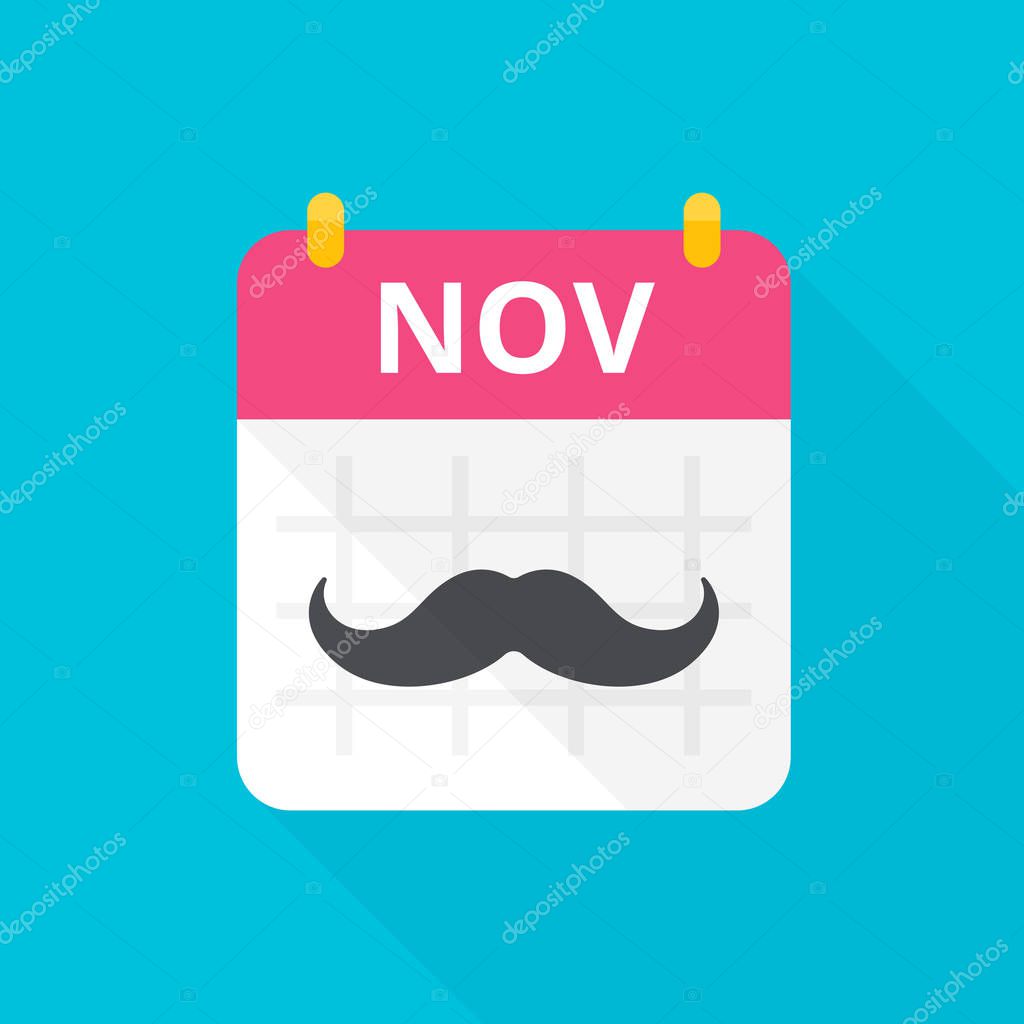 November calendar with vintage curly moustache.