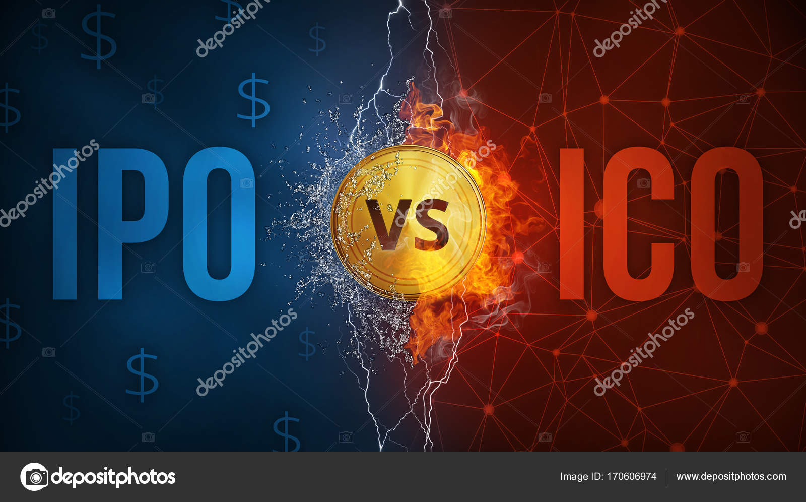 ICO vs Banner futurista de tecnología IPO . — Foto editorial de stock  #170606974 ©VisualGeneration