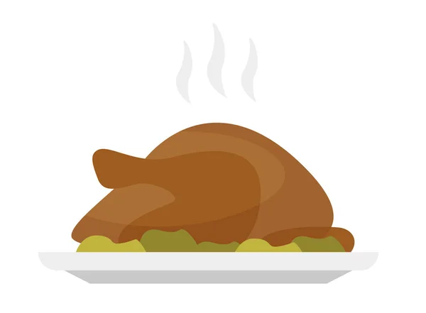 Roasted Christmas or Thanksgiving turkey on a tray — Stock Vector