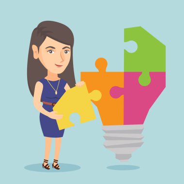 Öğrenci fikir ampul vektör çizim ile.