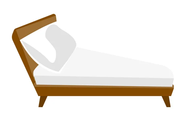 Bett mit weißer Wäsche Vektor Cartoon-Illustration. — Stockvektor