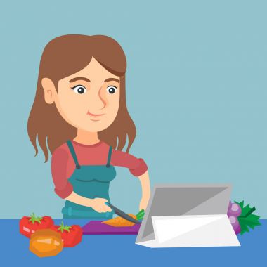 Kafkas kadın yemek sağlıklı sebze salata.
