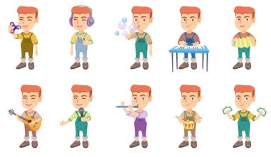 Küçük beyaz çocuk vektör çizimler set.