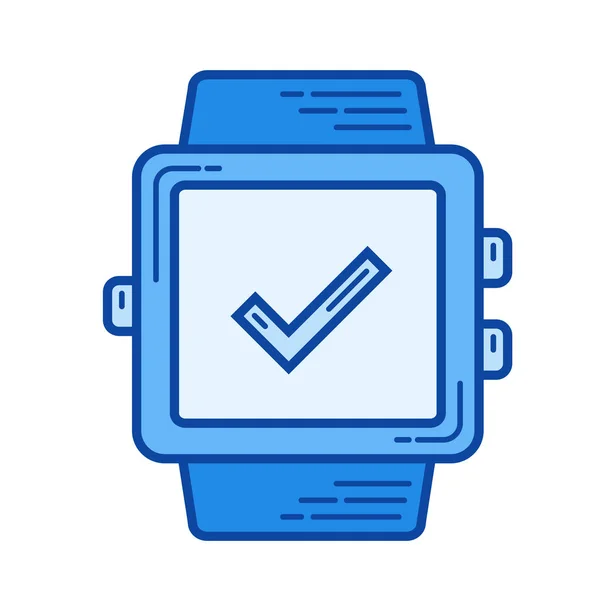 Smartwatch con icono de línea de señal de verificación . — Vector de stock