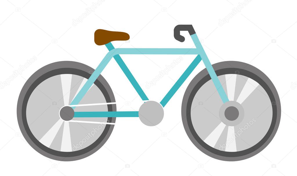 Blue bicycle vector cartoon illustration.