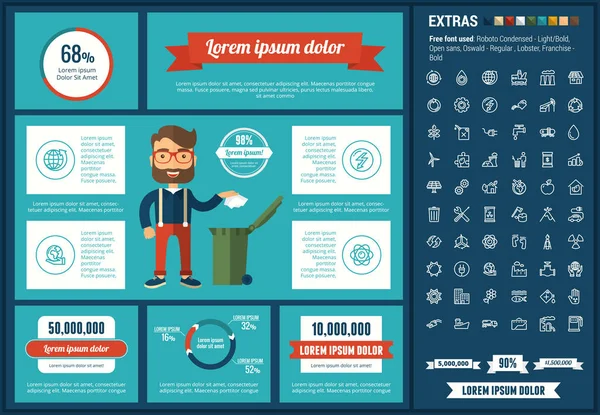 Plantilla de infografía de diseño plano Ecología — Vector de stock