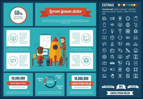 Technologia płaski kształt szablonu Infographic — Wektor stockowy