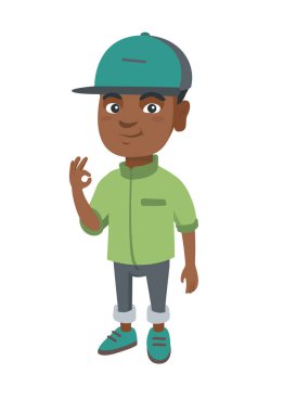 Ok işaret gösteren Afrikalı-Amerikalı küçük çocuk.