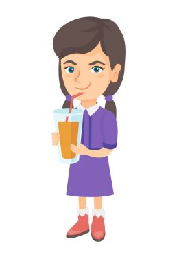 Kamışla portakal suyu içme kız.