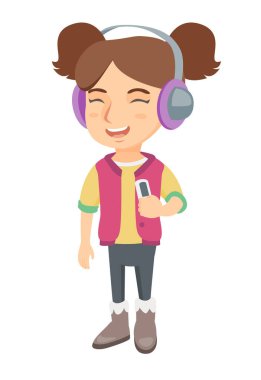 Beyaz kız kulaklık müzik dinlemek.