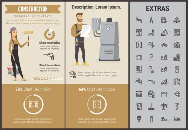 İnşaat Infographic şablonu ve öğeleri.
