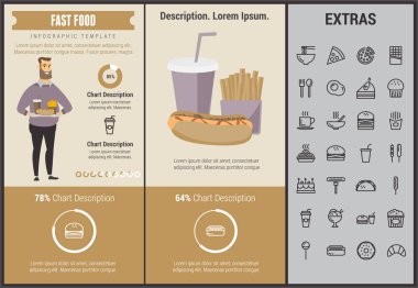 Fast food Infographic şablonu ve öğeleri.