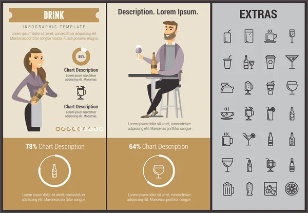Plantilla, elementos e iconos de la infografía de bebidas . — Vector de stock