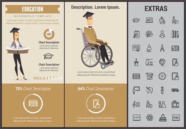 Utbildning infographic mall, element och ikoner — Stock vektor