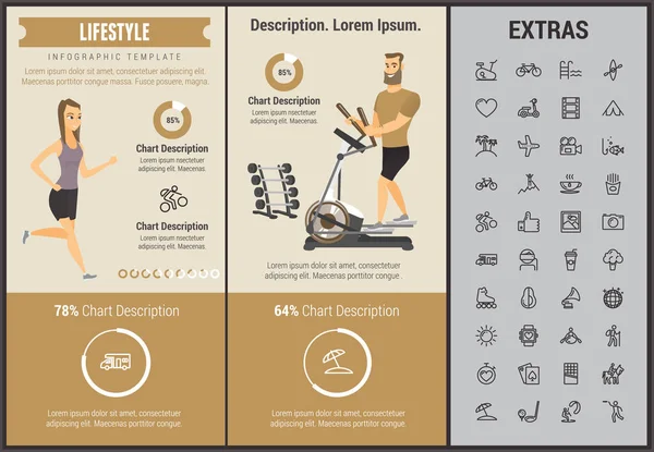 Stile di vita modello infografico, elementi e icone — Vettoriale Stock