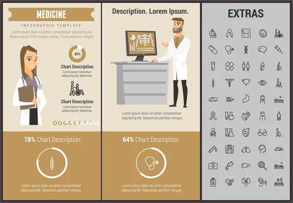 Lääketieteellinen infografinen malli, elementit ja kuvakkeet . — vektorikuva