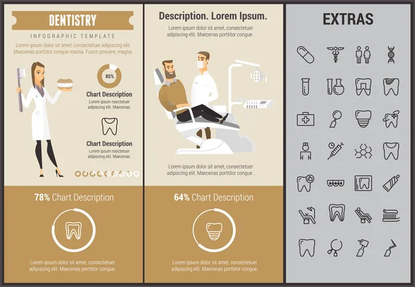 Tandvård infographic mall, element och ikoner — Stock vektor