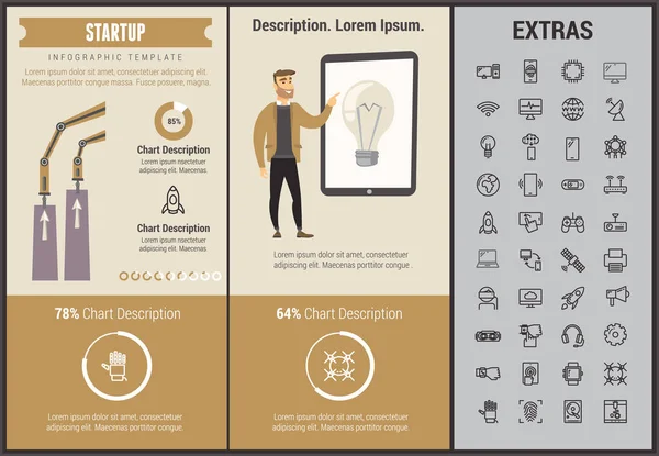 Plantilla de infografía de inicio, elementos e iconos . — Archivo Imágenes Vectoriales