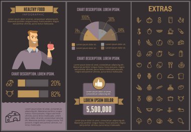 Sağlıklı gıda Infographic şablon, öğeleri, simgeler