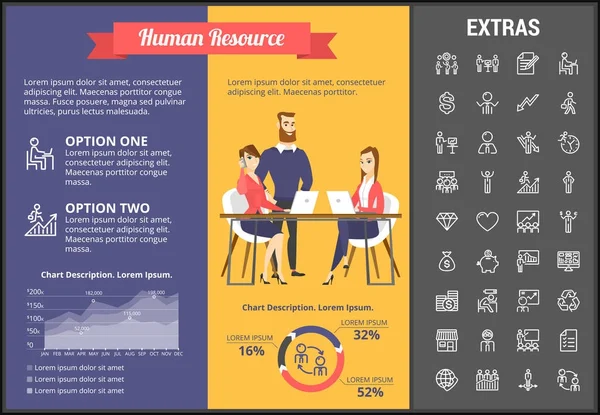 Modelo de infográfico de recursos humanos e elementos . — Vetor de Stock