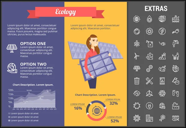 Plantilla de infografía ecológica, elementos e iconos . — Archivo Imágenes Vectoriales