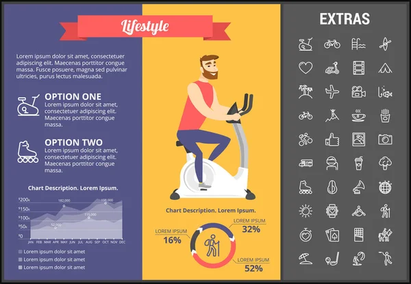 Lifestyle infographic πρότυπο, τα στοιχεία και τα εικονίδια — Διανυσματικό Αρχείο