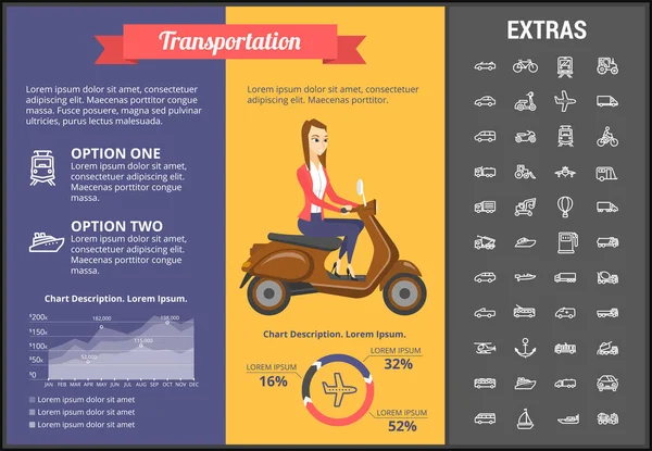 Plantilla y elementos infográficos de transporte . — Archivo Imágenes Vectoriales